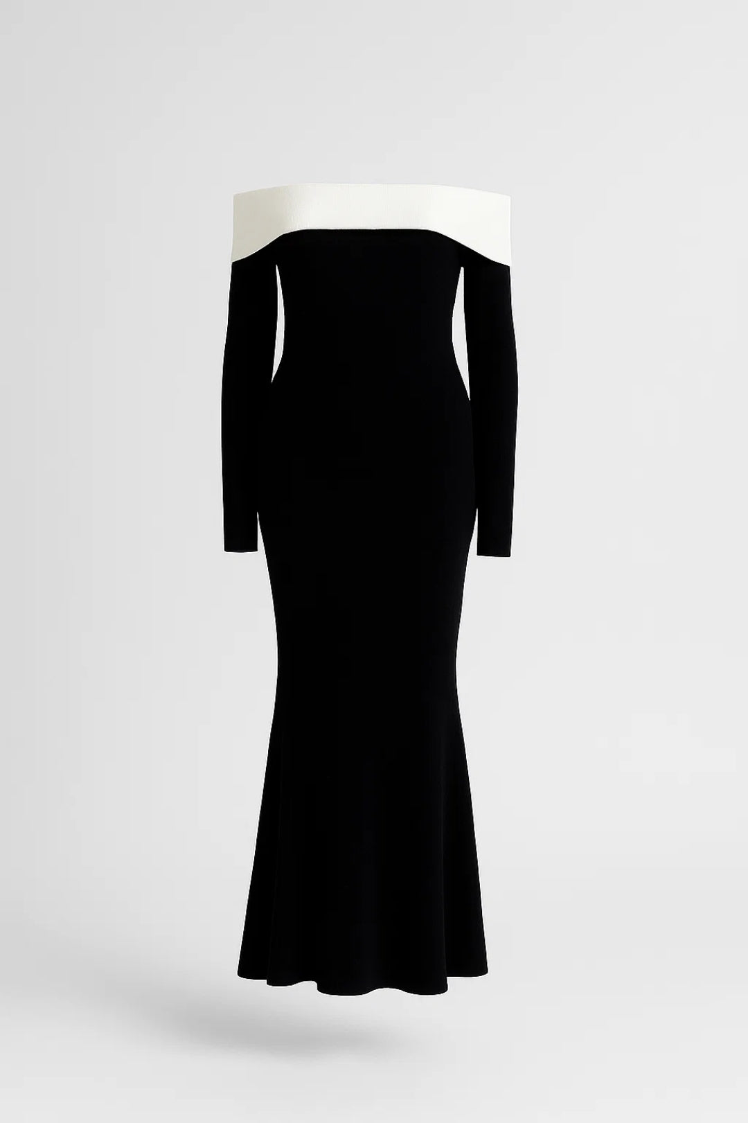 Langes Kleid | Schulterfrei mit Kontrastdetail | Klassische Abendmode