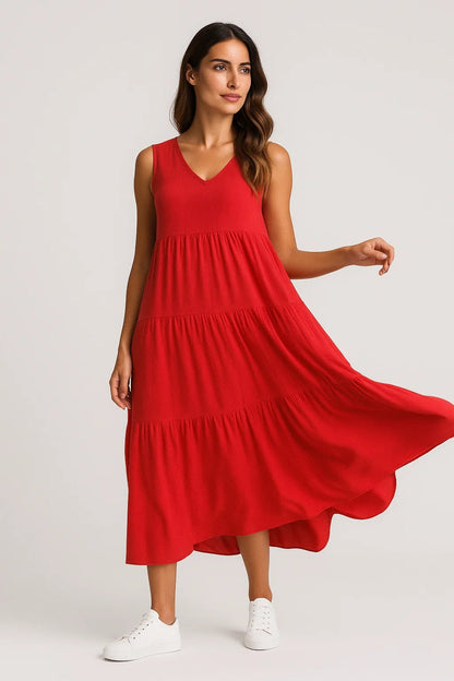 Langes Kleid | Stufenschnitt | Schlichte Eleganz