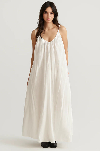 Langes Kleid | Träger mit Bindung | Weite Passform