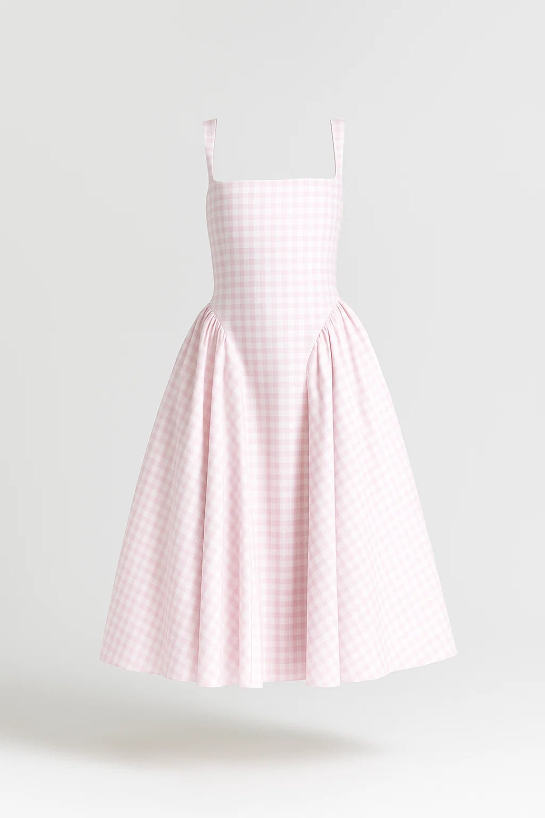 Langes Kleid | Trägerform | Kariertes Muster