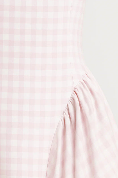 Langes Kleid | Trägerform | Kariertes Muster