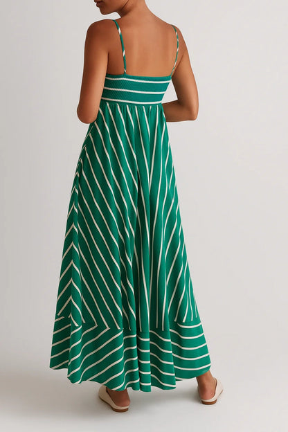 Langes Kleid | Trägerkleid mit Streifen | Sommerliche Eleganz