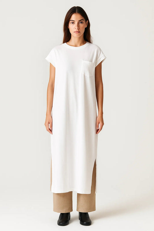 Langkleid | Gerader Schnitt mit Seitenschlitzen | Lässige Schlichtheit