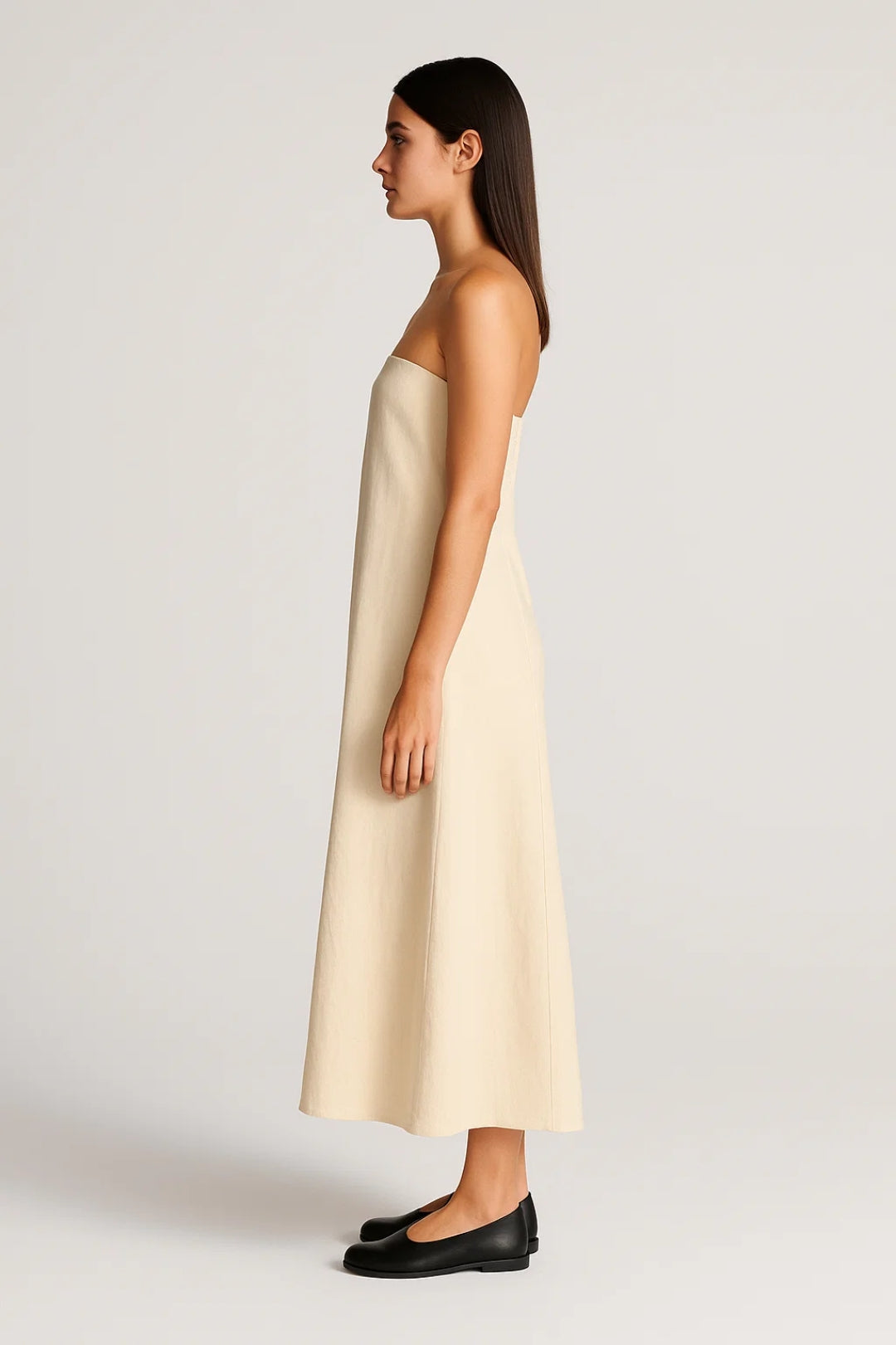 Langkleid | Trägerlos und Weit Ausgestellt | Schlicht und Zeitlos