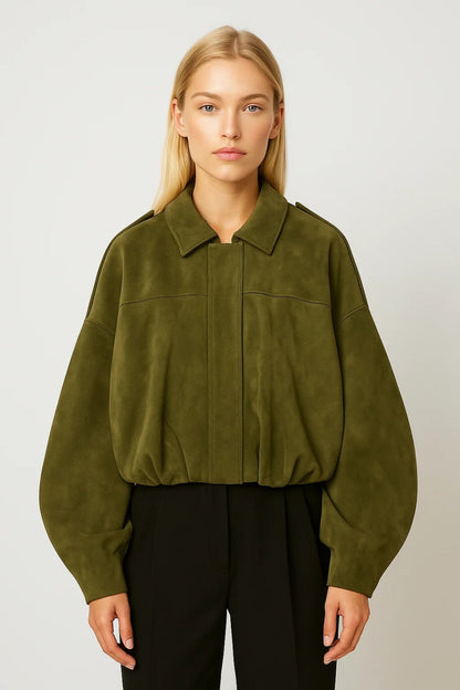 Locker geschnittene Jacke | Stehkragen und verdeckte Knopfleiste | Schlichte Eleganz