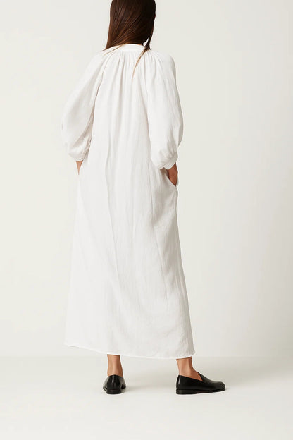 Maxi Kleid | Langarm mit Knopfleiste | Lässige Eleganz