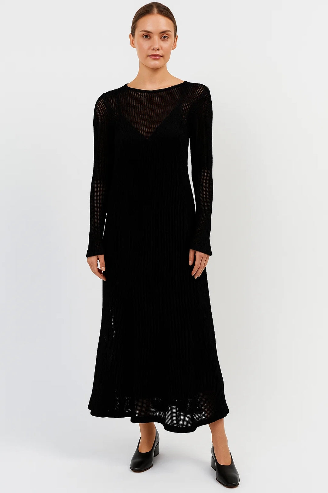 Maxi Kleid | Langarm mit Strukturmuster | Moderne Raffinesse