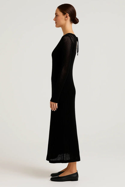 Maxi Kleid | Langarm mit Strukturmuster | Moderne Raffinesse