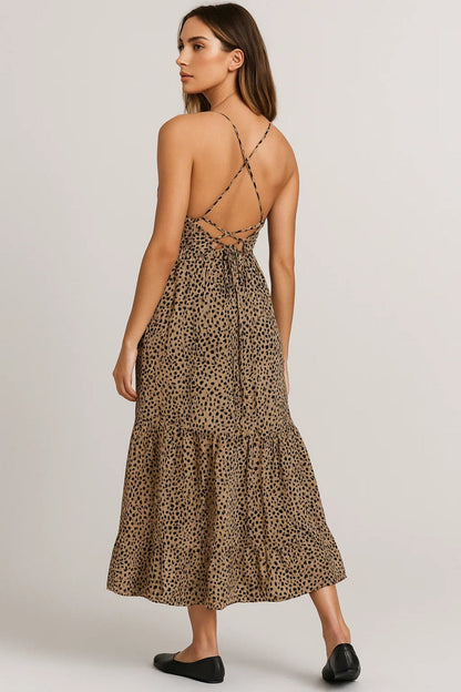 Maxi Kleid | Spaghettiträger mit Muster | Sommerliche Leichtigkeit