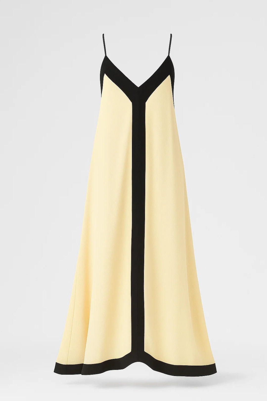 Maxikleid | Spaghettiträger mit Kontrastdetails | Moderne Eleganz