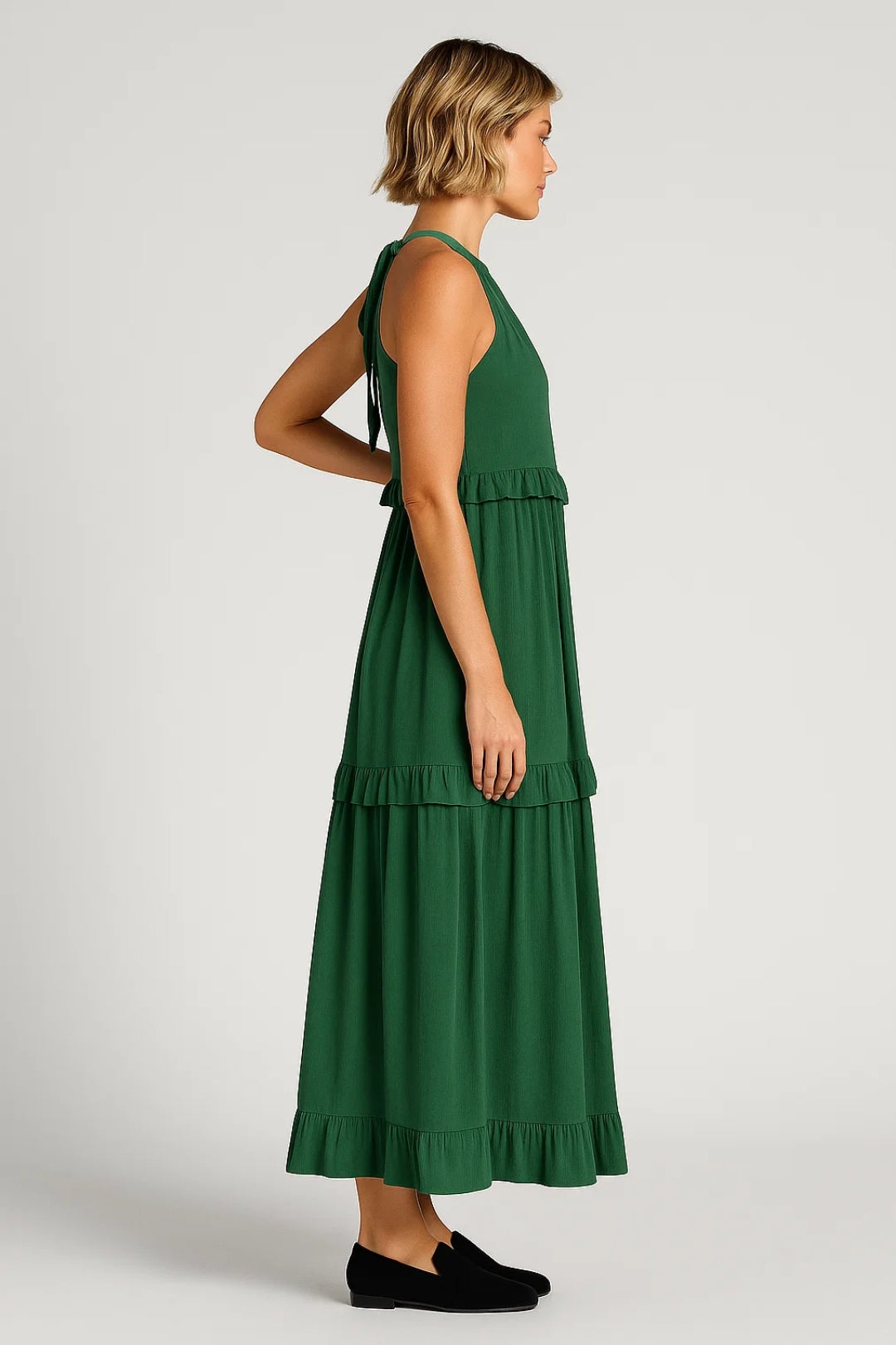 Maxikleid | Weit fallend mit Volants | Sommerliche Eleganz