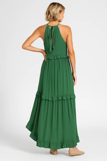 Maxikleid | Weit fallend mit Volants | Sommerliche Eleganz