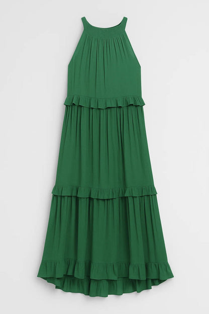 Maxikleid | Weit fallend mit Volants | Sommerliche Eleganz