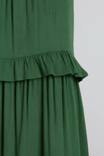 Maxikleid | Weit fallend mit Volants | Sommerliche Eleganz