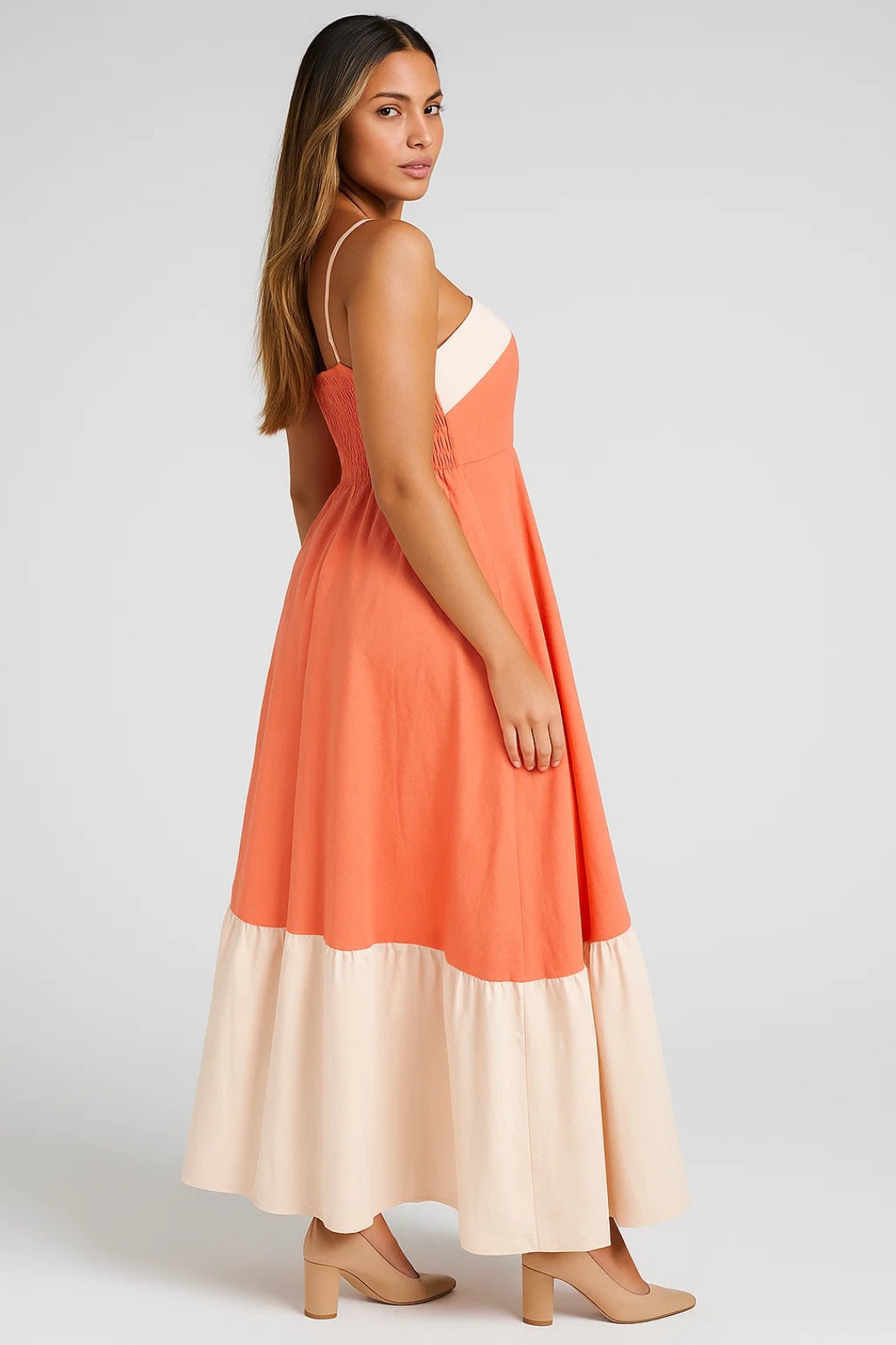 Maxikleid mit Trägern | Zweifarbig mit Ausgestelltem Rock | Sommerlich und Locker