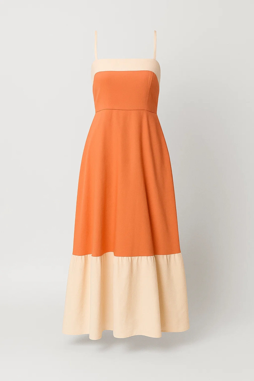 Maxikleid mit Trägern | Zweifarbig mit Ausgestelltem Rock | Sommerlich und Locker