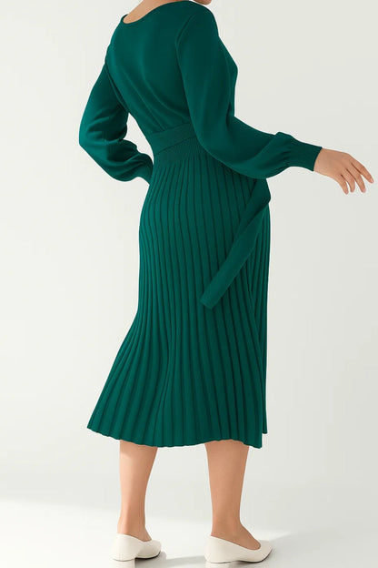 Midi Kleid | Langarm mit Faltenrock | Elegante Schlichtheit