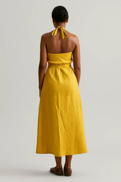 Midi Kleid | Neckholder mit Bindegürtel | Sommerliche Eleganz