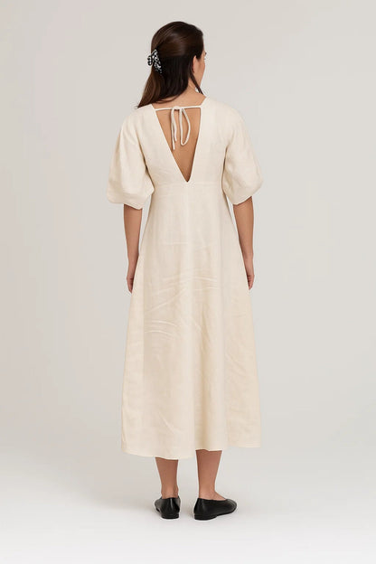 Midi Kleid | V-Ausschnitt mit Knopfleiste | Schlichte Raffinesse