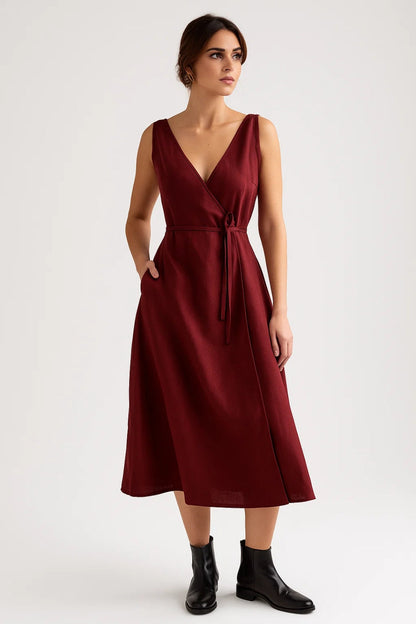 Midi Kleid | Wickeloptik mit Bindegürtel | Feminine Eleganz