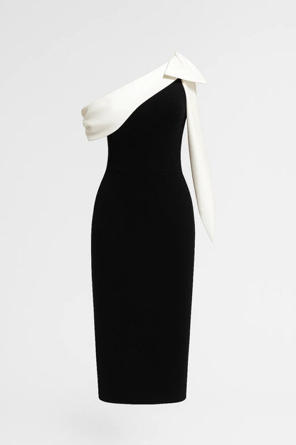 Midikleid | Asymmetrischer Schnitt mit Schleifendetail | Elegante Abendmode