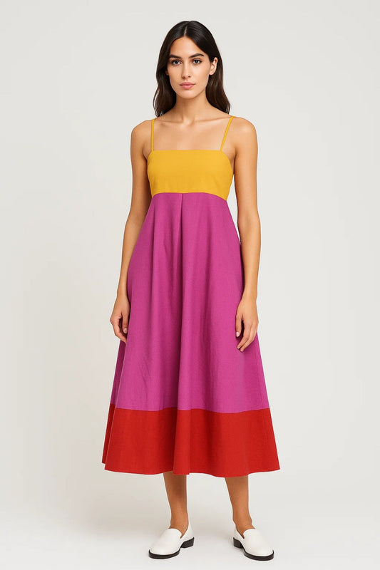 Midikleid | Farbblock-Design | Sommerliche Frische