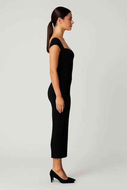 Midikleid | Figurbetont mit Herz-Ausschnitt | Klassische Eleganz