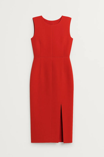 Midikleid | Gerader Schnitt mit Schlitz | Klassische Eleganz