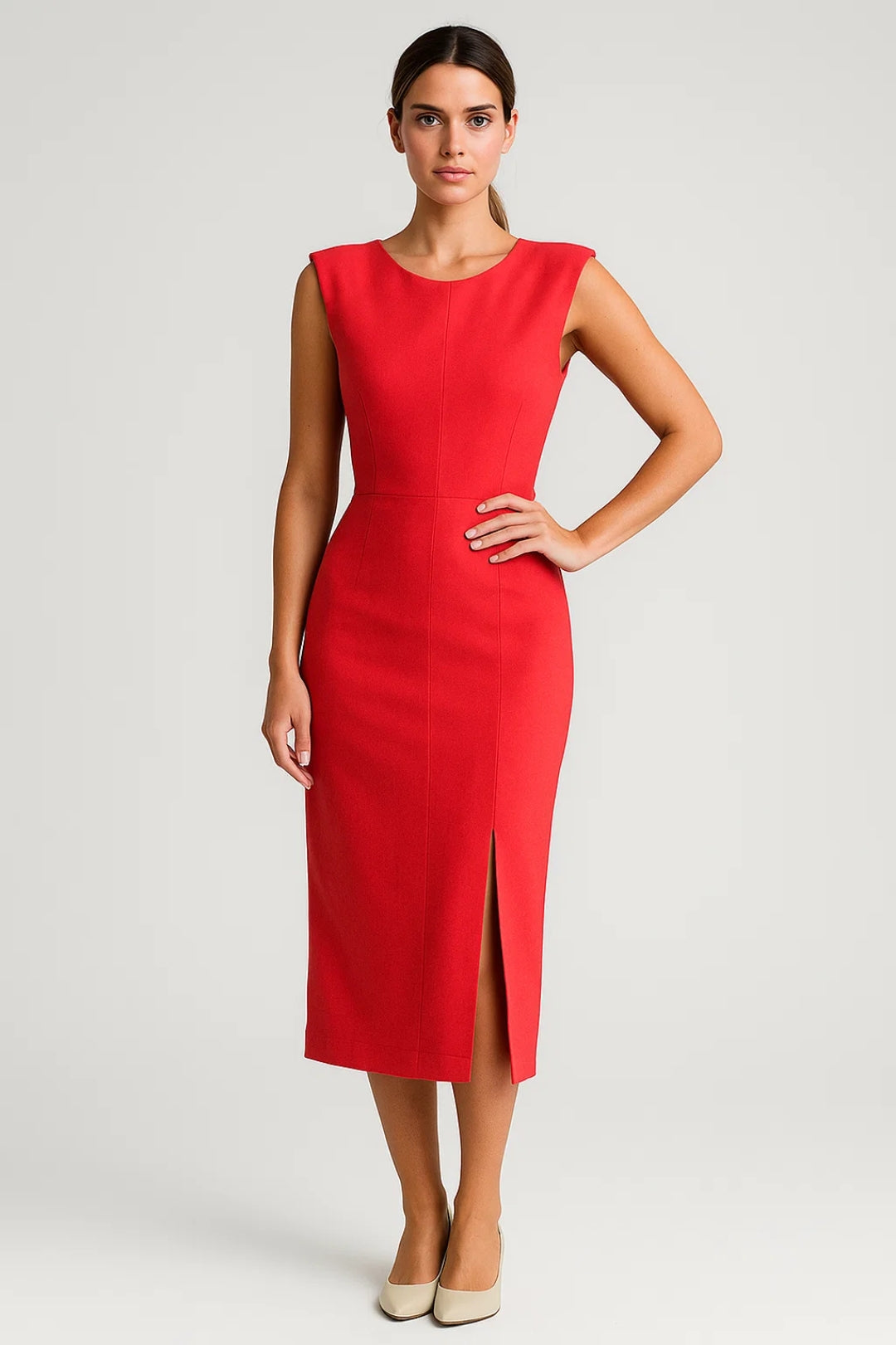 Midikleid | Gerader Schnitt mit Schlitz | Klassische Eleganz