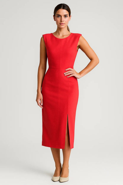 Midikleid | Gerader Schnitt mit Schlitz | Klassische Eleganz