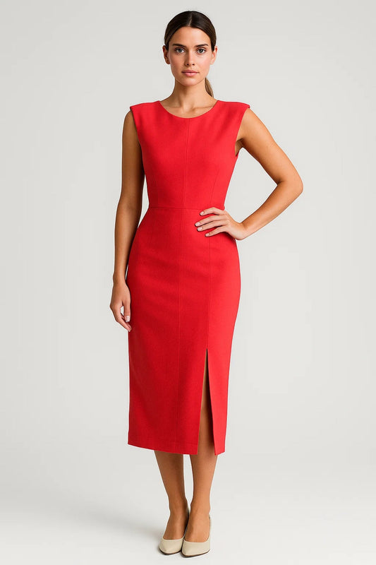 Midikleid | Gerader Schnitt mit Schlitz | Klassische Eleganz