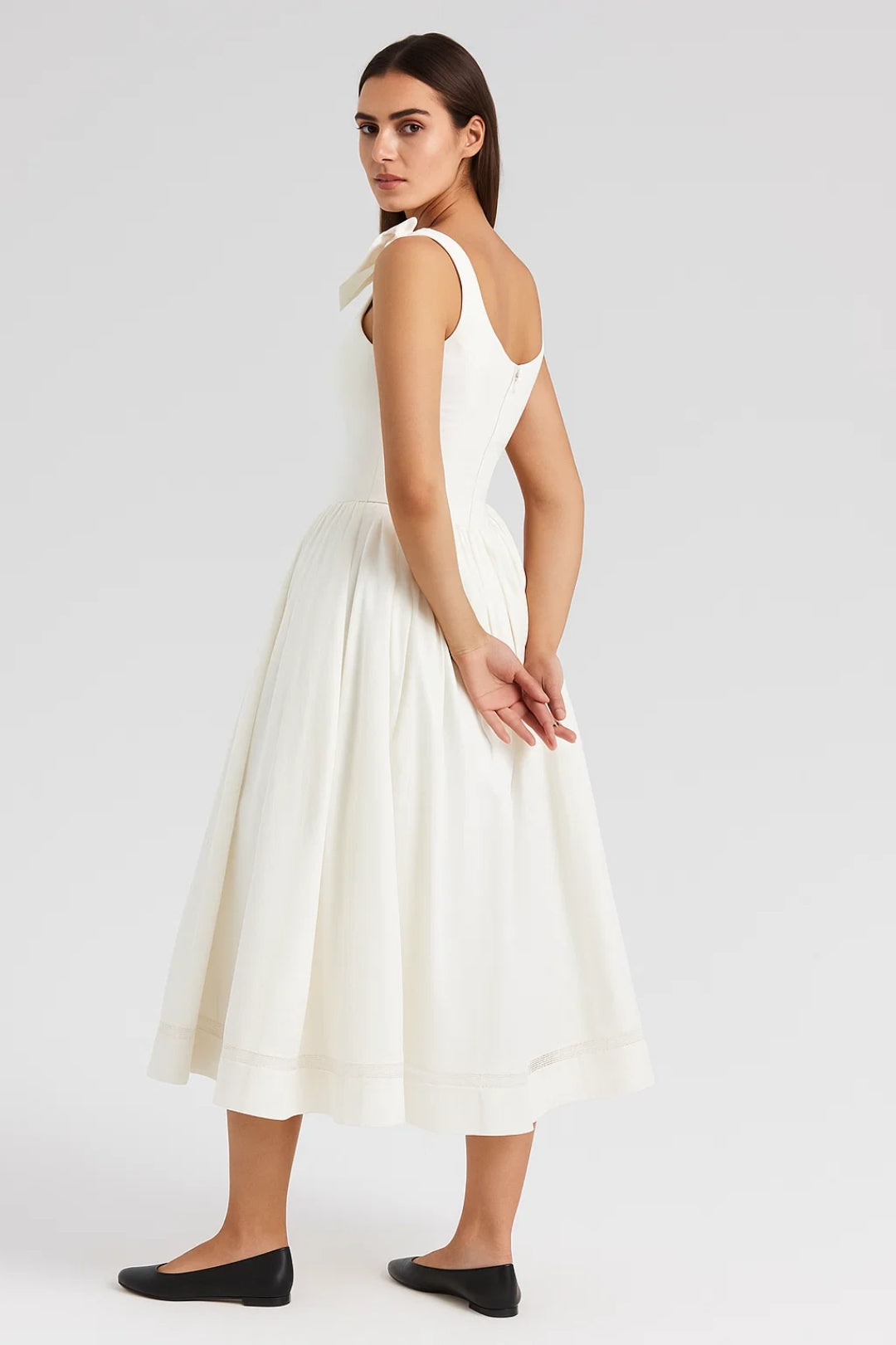 Midikleid | Schleifendetails an den Trägern | Klassische Eleganz