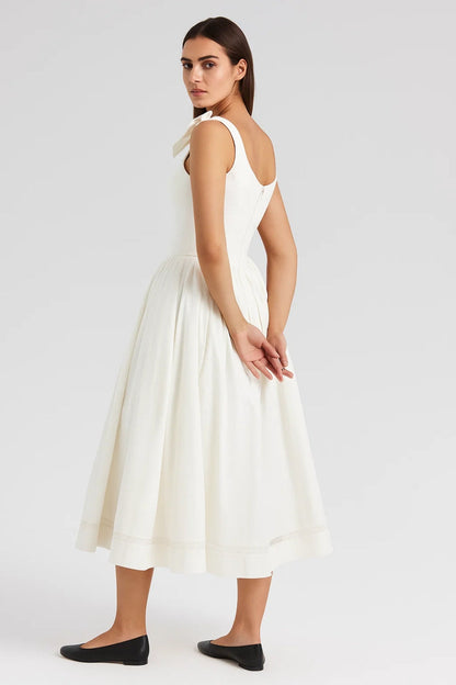 Midikleid | Schleifendetails an den Trägern | Klassische Eleganz