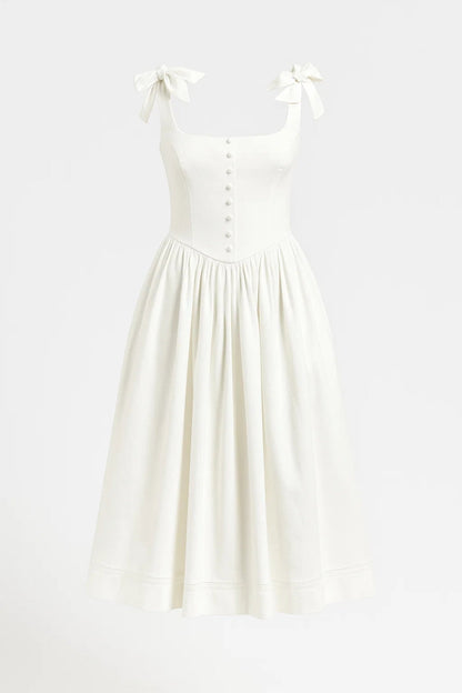 Midikleid | Schleifendetails an den Trägern | Klassische Eleganz