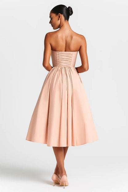 Midikleid | Schulterfrei | Taillenbetont mit Schleifendetail