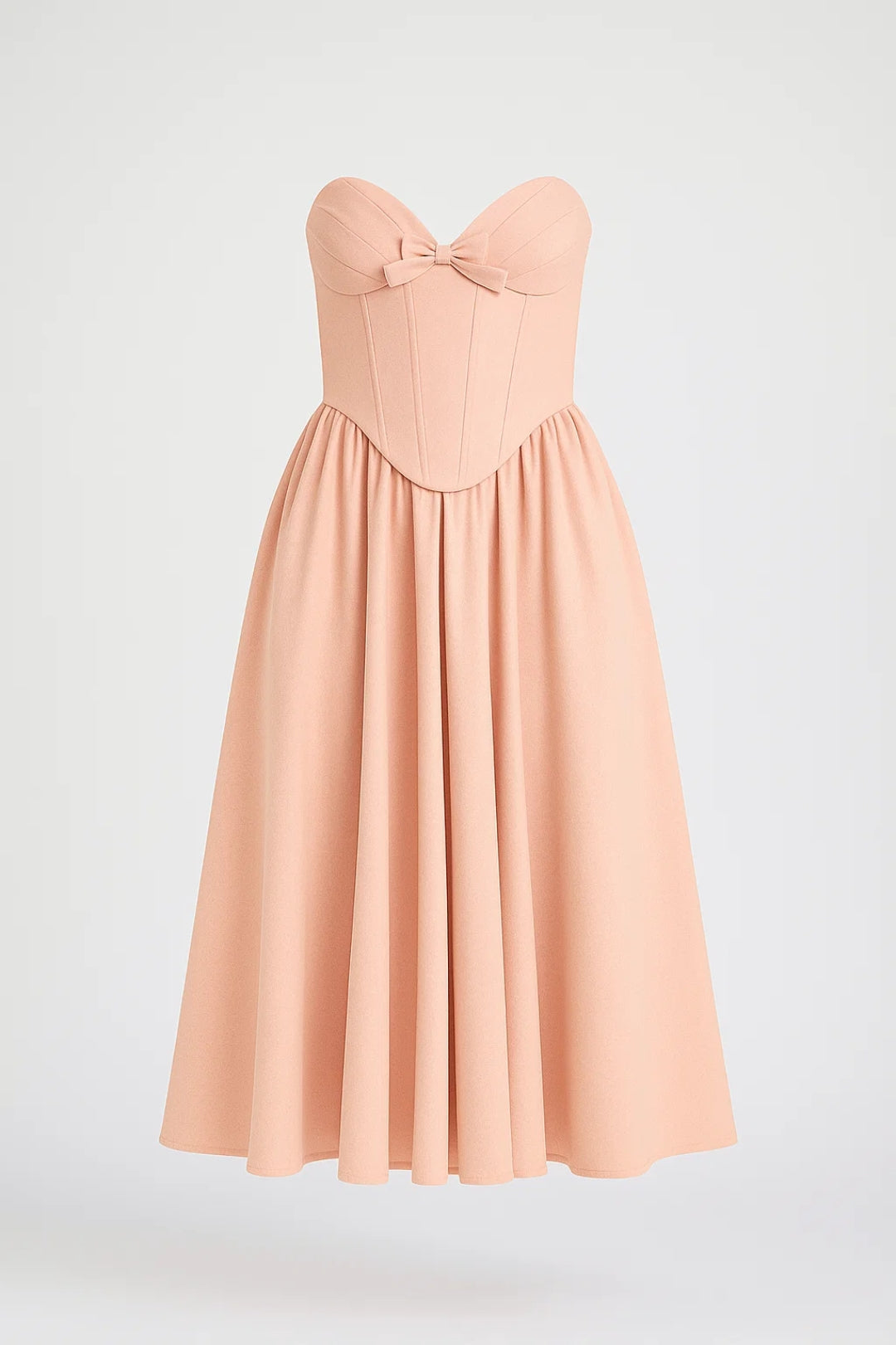 Midikleid | Schulterfrei | Taillenbetont mit Schleifendetail