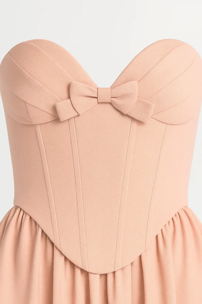 Midikleid | Schulterfrei | Taillenbetont mit Schleifendetail