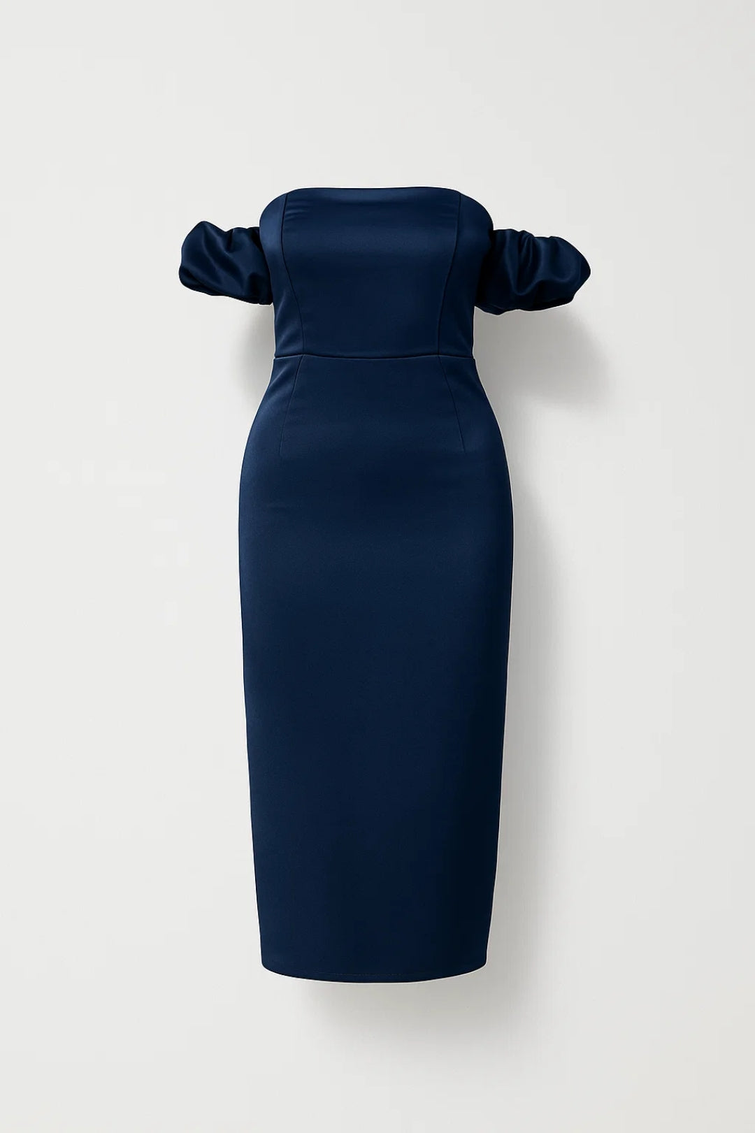 Midikleid | Schulterfrei mit Puffärmeln | Elegante Raffinesse