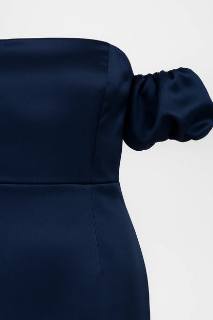 Midikleid | Schulterfrei mit Puffärmeln | Elegante Raffinesse