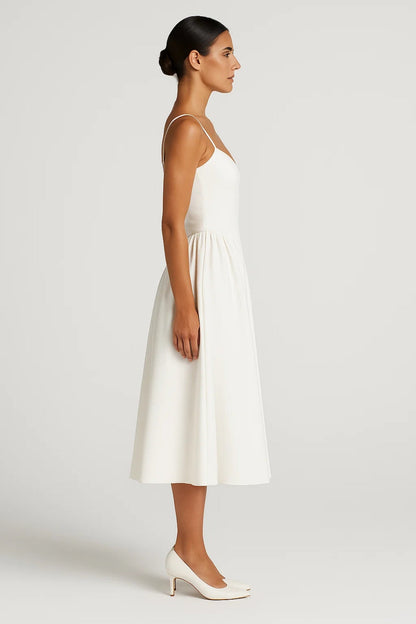 Midikleid | Spaghettiträger | Ausgestellte Form