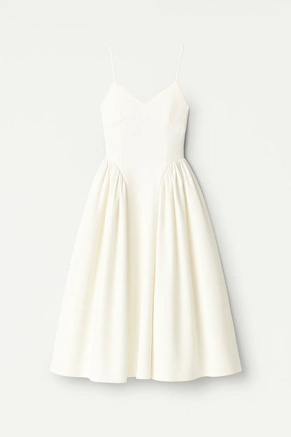 Midikleid | Spaghettiträger | Ausgestellte Form