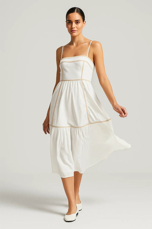 Midikleid | Spaghettiträger | Leicht ausgestellte Form