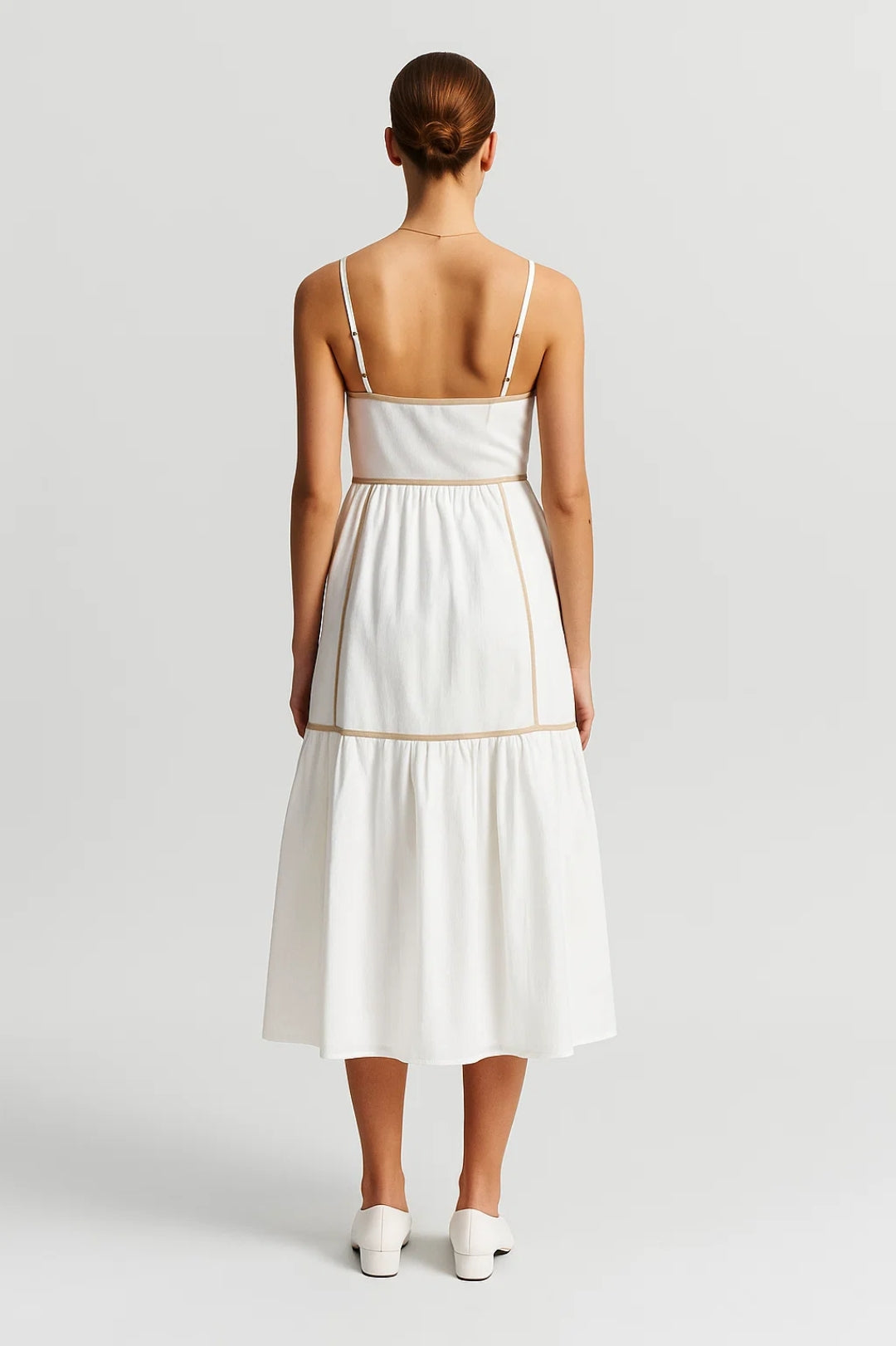 Midikleid | Spaghettiträger | Leicht ausgestellte Form