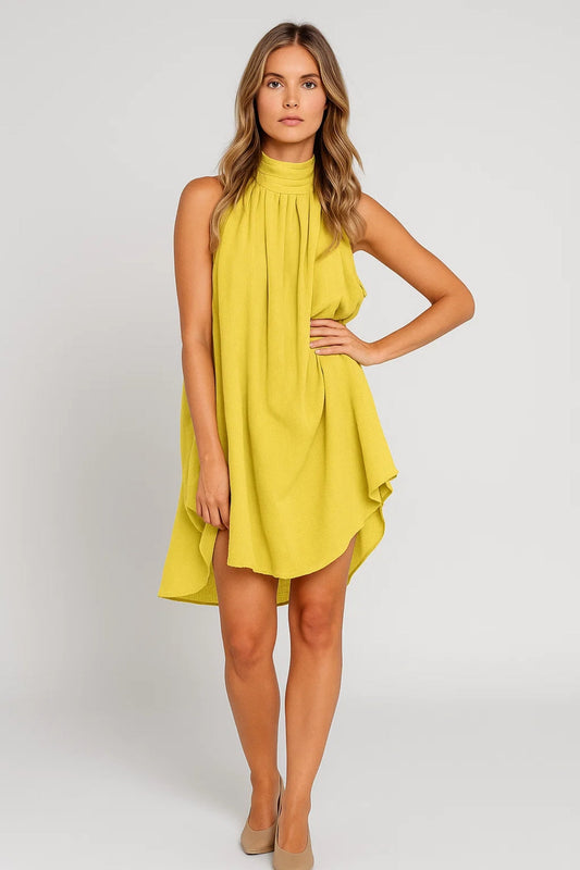 Mini Kleid | Hochgeschlossen mit Drapierung | Sommerliche Raffinesse