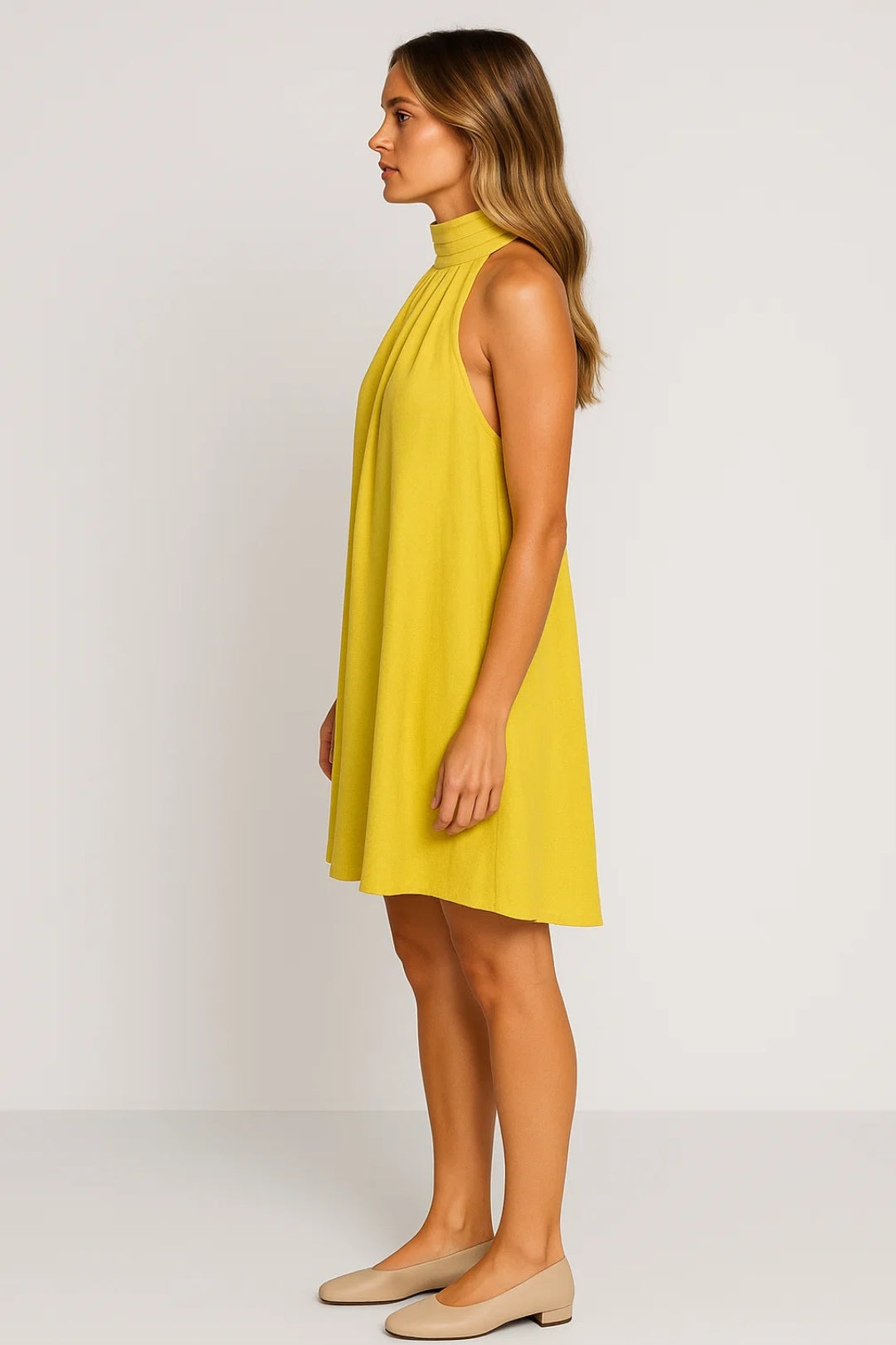 Mini Kleid | Hochgeschlossen mit Drapierung | Sommerliche Raffinesse