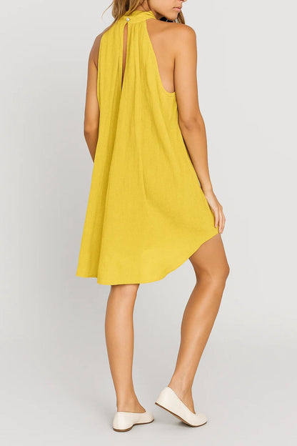 Mini Kleid | Hochgeschlossen mit Drapierung | Sommerliche Raffinesse