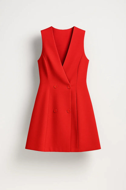Minikleid ohne Ärmel | Zweireihiger Blazerstil | Modern und Selbstbewusst