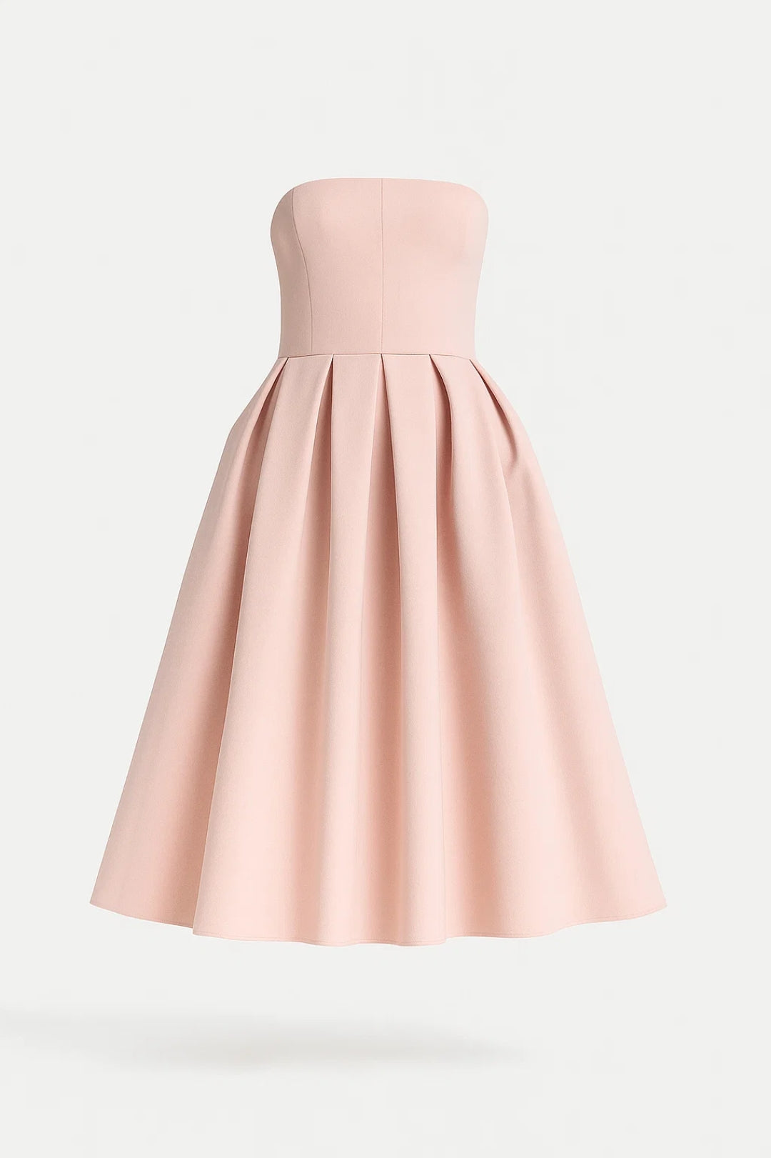 Mittellanges Kleid | Schulterfrei | Faltendetails