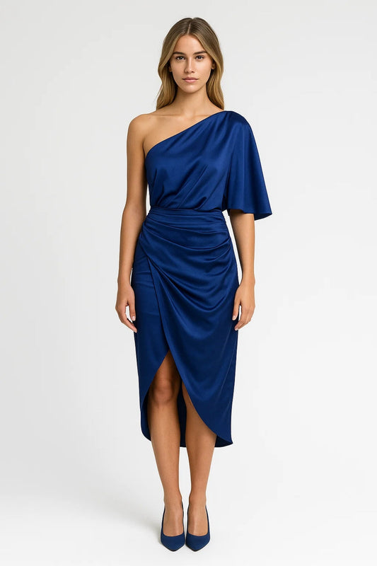 One-Shoulder Kleid | Wickeloptik | Festliche Eleganz