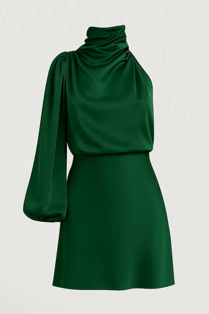 One-Shoulder Minikleid | Asymmetrischer Schnitt mit Langarm | Elegant und Modern